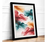Colour Drift Abstract Framed Wall Art Print A1 (84.1×59.4cm) Black, Wall Decor for Living Room, Bedroom, Office & Home, Ready to Hang, Art Gift