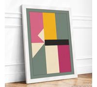 Colour Field Divisions Geometric Framed Wall Art Print A4 (29.7×21cm) White, Wall Decor for Living Room, Bedroom, Office & Home, Ready to Hang, Art Gift
