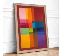 Colour Field Grid Geometric Framed Wall Art Print A2 (59.4×42cm) Oak, Wall Decor for Living Room, Bedroom, Office & Home, Ready to Hang, Art Gift