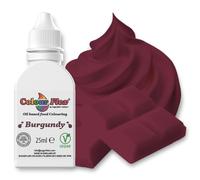 Colour Flex Burgundy Oil-Based Food Colouring 25ml - Vibrant Concentrated Formula for Chocolate, Buttercream & Cake Batters by Sugarflair - Bake-Stable, Vegan, Kosher