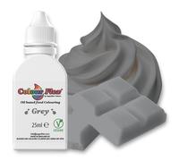 Colour Flex Grey Oil-Based Food Colouring 25ml - Vibrant Concentrated Formula for Chocolate, Buttercream & Cake Batters by Sugarflair - Bake-Stable, Vegan