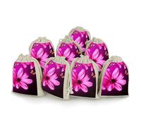 Colour Flower Bunches Pocket Cotton And Hemp with Drawstring 8 Pieces Reusable Gift Bags Jewelry Pouch for Wedding DIY Craft Party (4.9 X 6.7 Inch)