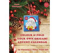 Colour & fold your own origami advent calendar - 25 Christmas boxes with lids: UK edition: Volume 4 (Origami colouring book)