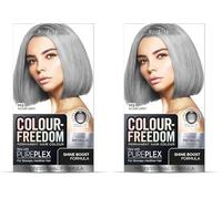 Colour Freedom Metallic Silver Grey Permanent Hair Dye with PurePlex. Ultra Glossy Conditioning Hair Colour. 100% grey coverage. By Knight & Wilson. (Pack of 2)