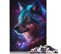 Colour Galaxy Wolf Puzzle 100 Percent Recycled Cardboard 100 Percent Recycled Cardboard Jigsaw Puzzle for Boy Or Girl 1000pcs (38x26cm)