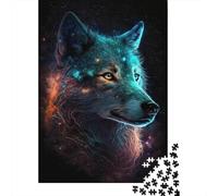 Colour Galaxy Wolf Puzzle Challenging And Brainteasing Premium Cardboard Jigsaw Puzzle for Adults Teen 300pcs (40x28cm)