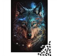 Colour Galaxy Wolf Puzzle Difficult Hard 100 Percent Recycled Cardboard Jigsaw Puzzle for Women Men 300pcs (40x28cm)