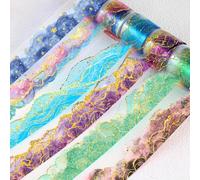 Colour Gradient Watercolour Smudge PET Tape Star Sky Washi Tape Decorative Collage Washi Tape Scrapbook Accessories Gold Foil Watercolour Blending Deco Tape Star Sky PET Sticker Washi Sticker