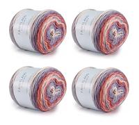 Colour Gradient Yarn 400 g - 4 x 100 g Multicoloured Crochet Yarn & Knitting Yarn Made of Soft Cotton Blend (60% Cotton) - Gradient Wool for Sweaters, Scarves, Hats, Blankets and Crafts (Pink-Purple)