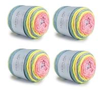 Colour Gradient Yarn 400 g - 4 x 100 g Multicoloured Crochet Yarn & Knitting Yarn Made of Soft Cotton Blend (60% Cotton) - Gradient Wool for Sweaters, Scarves, Hats, Blankets and Crafts (Pink-Green)