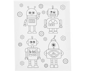 Colour-in Canvas, Robots, D. 1,6 cm, Size 24x30 cm, 360 g, 1 pc