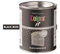Colour It Black Iron Gate Paint Tin Hard Wearing Quick Drying Multi Surface Brush On Protective Base Coating 300Ml 3069