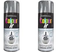 Colour It Chrome Effect Quick Drying Paint, Multi-Surface, Gloss Finish, Smooth Coverage, Durable, Rust-Resistant, Long-Lasting, Ideal for Doors, Gates, Railings & Furniture, 400ml (Pack of 2)