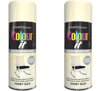 Colour It Ivory Silk Quick Drying Paint, Multi-Surface, Gloss Finish, Smooth Coverage, Durable, Rust-Resistant, Long-Lasting, Ideal for Doors, Gates, Railings & Furniture, 400ml (Pack of 2)