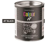Colour It Jet Black Paint Tin Hard Wearing Quick Drying Multi Surface Brush On Protective Base Coating 300Ml 3065
