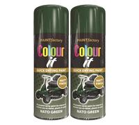 Colour It Nato Green Quick Drying Paint, Multi-Surface, Matt Finish, Easy Application, Durable Rust-Resistant, Ideal for Doors, Gates, Railings, Furniture and DIY Projects, 400ml (Pack of 2)