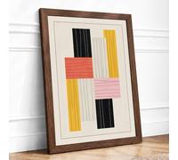 Colour Lines Geometric Framed Wall Art Print A2 (59.4×42cm) Walnut, Wall Decor for Living Room, Bedroom, Office & Home, Ready to Hang, Art Gift