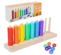 Colour Matching Stacking Puzzle Game, Wooden Beads Color Sorting Toy