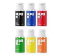 Colour Mill Oil-Based Food Coloring, 20 Milliliters Each of 6 Colors: Black, Royal, Red, Green, Yellow and Orange