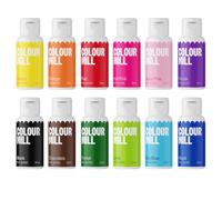 Colour Mill Oil Based Food Colouring Kickstarter Set/12 - Next Generation Oil Based Food Colouring for Baking, Decorating, Icing and Cooking Food Dye DIY Slime and Crafts Making Burgundy - 12 x 20 ml