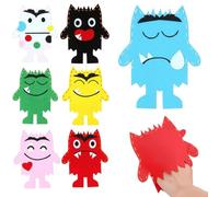 Colour Monster Plush Toys, 7PCS Felt Hand Puppets for Kids Age 3-8, Emotional Learning Educational Toys, Classroom and Party Activities, 17x21cm Puppet Set