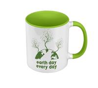 Colour Mug Premium Quality Green - Earth Day, Every Day Ecology Environment Bio Diversity - Mug with Handle and Coloured Interior