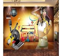Colour Music Recorder Guitar Woman Ballroom 3D Wallpaper Premium Textured Silk Study Dining Living Room Bedroom Sofa TV Wall Easy Install-400cm×280cm