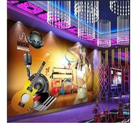 Colour Music Recorder Guitar Woman Ballroom 3D Wallpaper Textured Silk Easy Install Living Room Sofa Bedroom Dining Room Home Decoration Wall-400cm×280cm