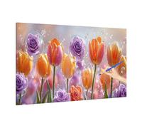 Colour Paint by Numbers for Adults Beginner, DIY Adult Paint by Numbers Flowers, Painting by Number on Canvas, Oil Painting Arts and Crafts for Room Decor, Gifts for Women, Without Frame 90x40cm X-89