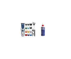 Colour Pro Cordless Clipper Kit, Hair Clippers for Men, Head Shaver, 12 Colour Coded Guide Combs, Blue and White,9649-806 & Clipper Oil, Blade Oil for