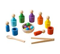 Colour Sorting Toy - Early Learning Toys, Wooden Balls In Cups Matching Game, Sensory Stacking Cup Game | For Kids Boys Girls Nursery Kindergarten Classroom Daycare Center Family