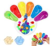 Colour Sorting Toys for Toddlers, Fidget Toys, Peacock Shape Colour Sorting Toys and 2 Pcs Cat Paw Sensory Toys, Toddler Educational Toys for Fine Motor Skills