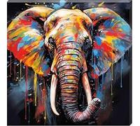 Colour Splash Elephant Canvas Wall Art Picture (12” x 12”)