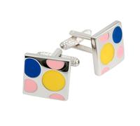 Colour Spots Cufflinks Yellow Blue Pink Dots - Onyx Art CK466 Novelty Cuffs In Premier Life Packaging
