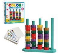 Colour Stack Challenge Game, Color Matching Stacking Puzzle Game Travel-Friendly, Party Color Matching Stacking Family Board Games with Racks, Rings & Cards for Adults
