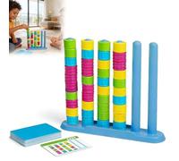 Colour Stack Challenge Game, Color Matching Stacking Puzzle Game with Racks, Rings & Cards, Travel Stacking Games for 2 Players, Quick Puzzle Game for Kids/Adults, Fun Tabletop Brain Teaser (1 Set)
