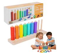 Colour Stack Challenge Game, Wooden Color Educational Games, Threading Beads Stacking Blocks Learning Set, Rainbow Ring Stacker Game, Fine Motor Skills Shape Sorter Sorting Learning Toys for Kids