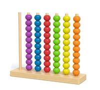 Colour Stack Challenge Game, Wooden Multicoloured Bead Early Learning Counting Frame, Rainbow Tower Dual-Color Spinning Wheels Premium Strong Plastic Early Education Fun Learning (1 set)
