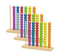 Colour Stack Challenge Game, Wooden Multicoloured Bead Early Learning Counting Frame, Rainbow Tower Dual-Color Spinning Wheels Premium Strong Plastic Early Education Fun Learning (3 set)