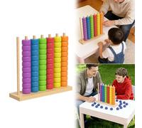 Colour Stack Game, Wooden Sorting Toys and Threading Beads for Cognitive Learning, Rainbow Rings Educational Brain with Stacking Blocks
