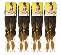 Colour T1/27,4 PACK XPRESSION LAGOS BRAID Pre-Pulled Hair Extension, 42"/46″ Pack (4 IN A PACK), (Colour T1/27, Black & Blonde)