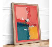 Colour Tension Abstract Framed Wall Art Print A3 Oak