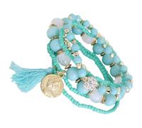 Colour Twisted Bead Bracelet, Multilayer Pearl Fashion Bracelet - Stackable Bracelets Bohemian Stone Bracelet with Tassel | Pearl Jewellery, Stacking Bracelets for Birthdays, Holidays, Daily Life