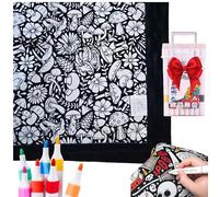 Colour Your Own Blanket,50" X 60" DIY Coloring Blanket with Markers,Personalized Cozy Blan ket You Can Color Fuzzy Velvet Washable Creative (black 1)