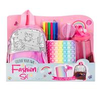 Colour Your Own Fashion Set - Mermaid - Arts and Crafts Activity Set - Includes - 6 Washable Markers - Backpack - Drink Bottle - Fidget Pen - Note Book - Dimensions - 40 x 7.5 x 2 9cm (Approx.)