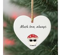 Colourbat Mush love, always. - Cute Mushroom Pun Acrylic Heart Gift, Funny Romantic Quote Keepsake, Quirky Fungi Decor Present for Mushroom Lovers