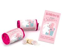 Colourbat x40 Sweet Rolls Personalised Baby Shower Sweets Mini Love Hearts Party Favours for Guests Suitable for Vegetarians Vegans Halal b29