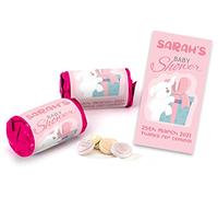 Colourbat x40 Sweet Rolls Personalised Baby Shower Sweets Mini Love Hearts Party Favours for Guests Suitable for Vegetarians Vegans Halal b33 Girl Elephant