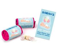 Colourbat x40 Sweet Rolls Personalised Baby Shower Sweets Mini Love Hearts Party Favours for Guests Suitable for Vegetarians Vegans Halal B34