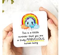 colourbat You Are A Truly Marvellous Human Being Coaster - Friendship Gift, Thank You Gift, Positivity, Rainbow bestie quote